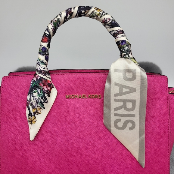 New Garden Print Silk Skinny Scarf Twilly - Picture 6 of 6